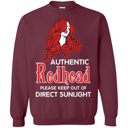 Authentic Redhead Please Keep Out Of Direct Sunlight Cool Redhead Gift Shirt For Girls Maroon