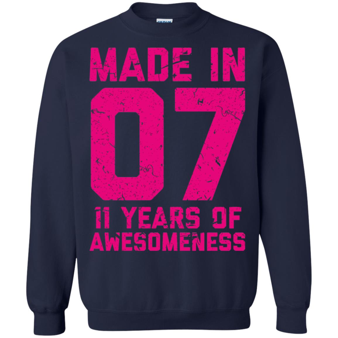 Made In 07 Age 11 Eleven Years Of Awesomeness T-shirt Navy