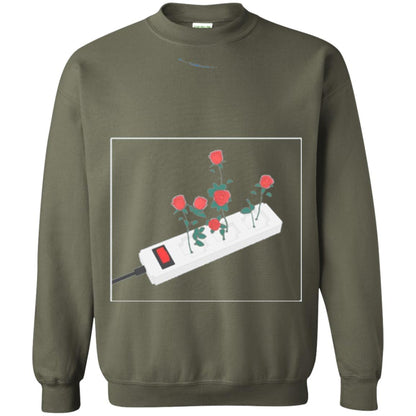 Flower Power Cute Art Aesthetic Vaporwave Digital Rose T-shirt Military Green