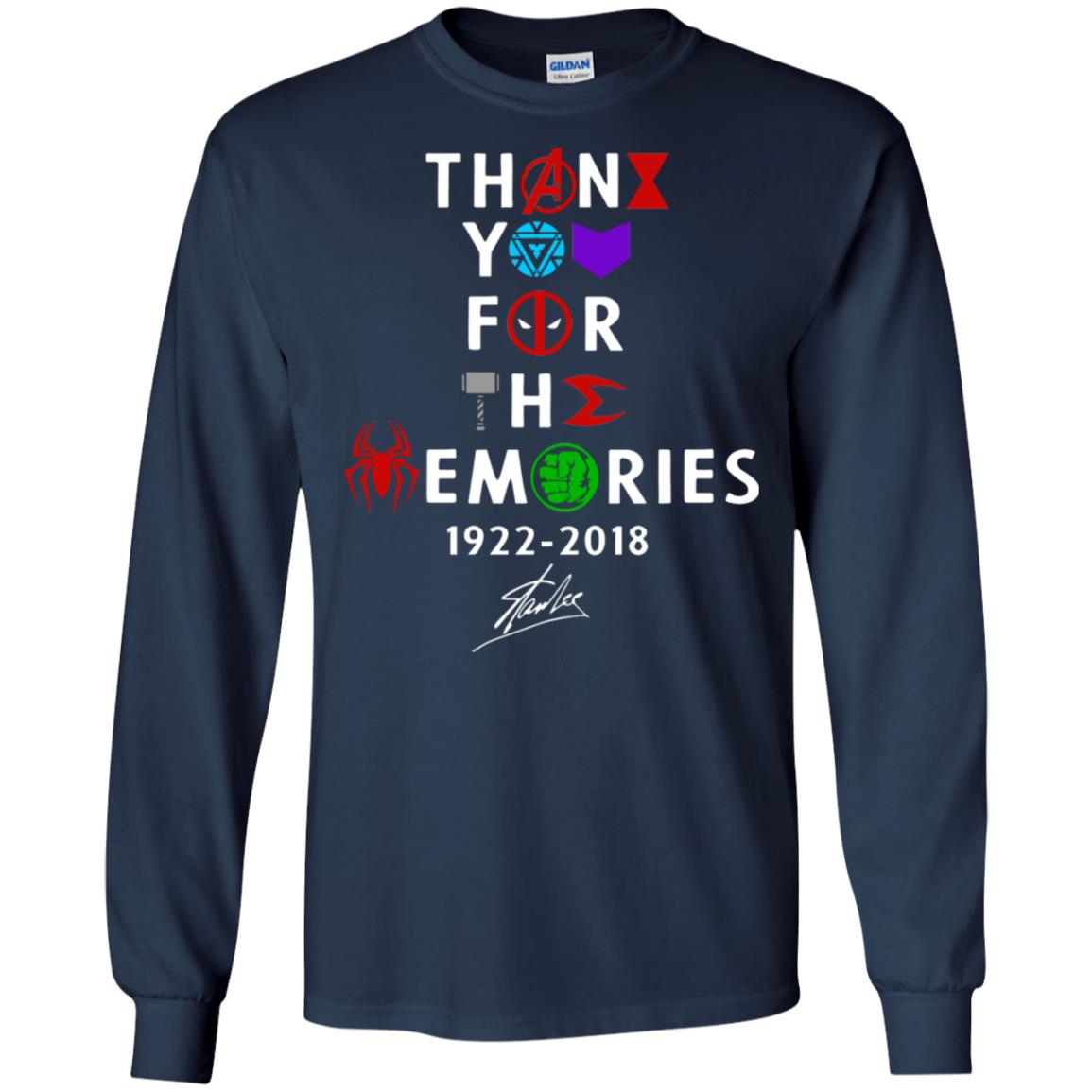 Thank You For The Memories Stan Lee Movie Hero Fan Shirt Navy