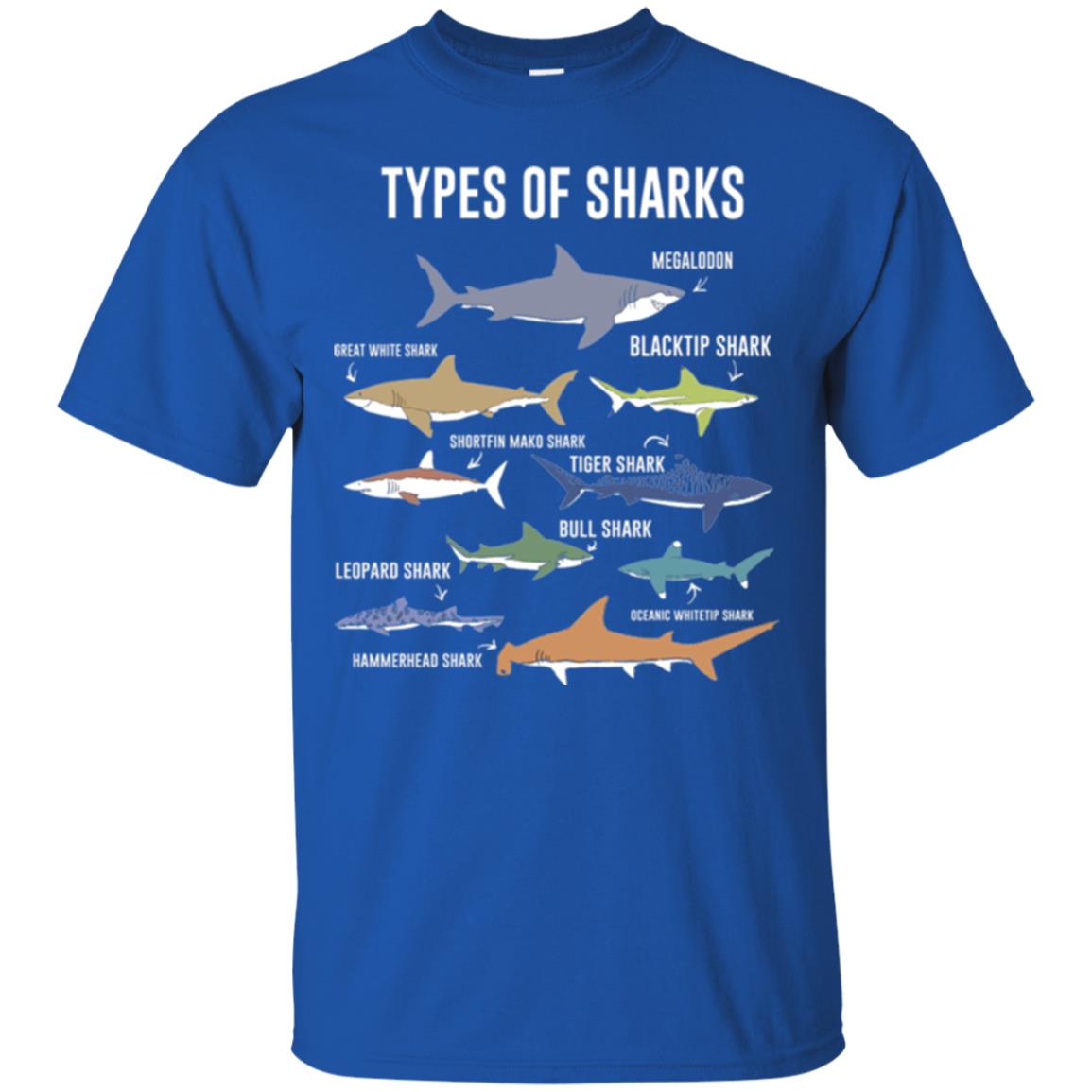 Shark Lovers T-shirt 9 Types Of Sharks Ocean Royal