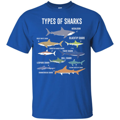 Shark Lovers T-shirt 9 Types Of Sharks Ocean Royal