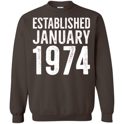 Established January 1974 43rd Birthday T-shirt Dark Chocolate