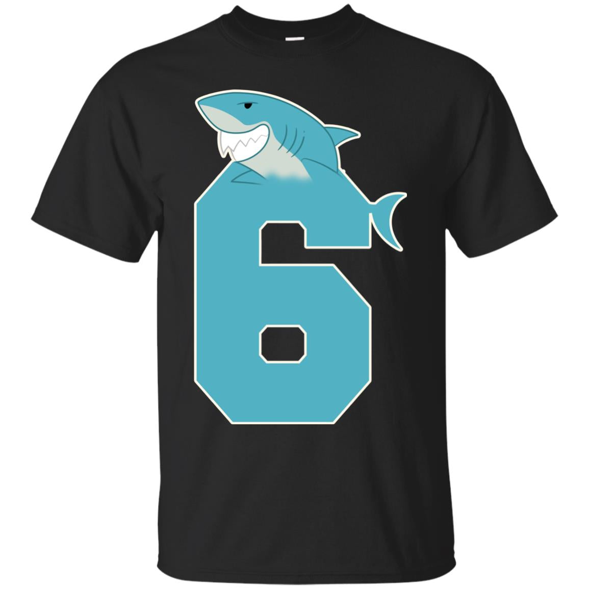 6th Birthday Shark Party Shirt Black