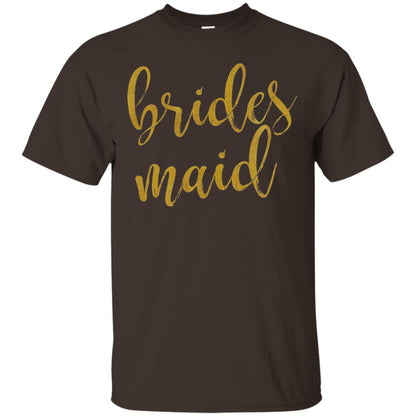 Bridesmaid Gold Glitter Bridal Shower T-shirt Dark Chocolate