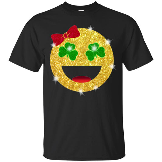 Happy Gold Blink Emoji Saint Patrick's Day T-shirt Black