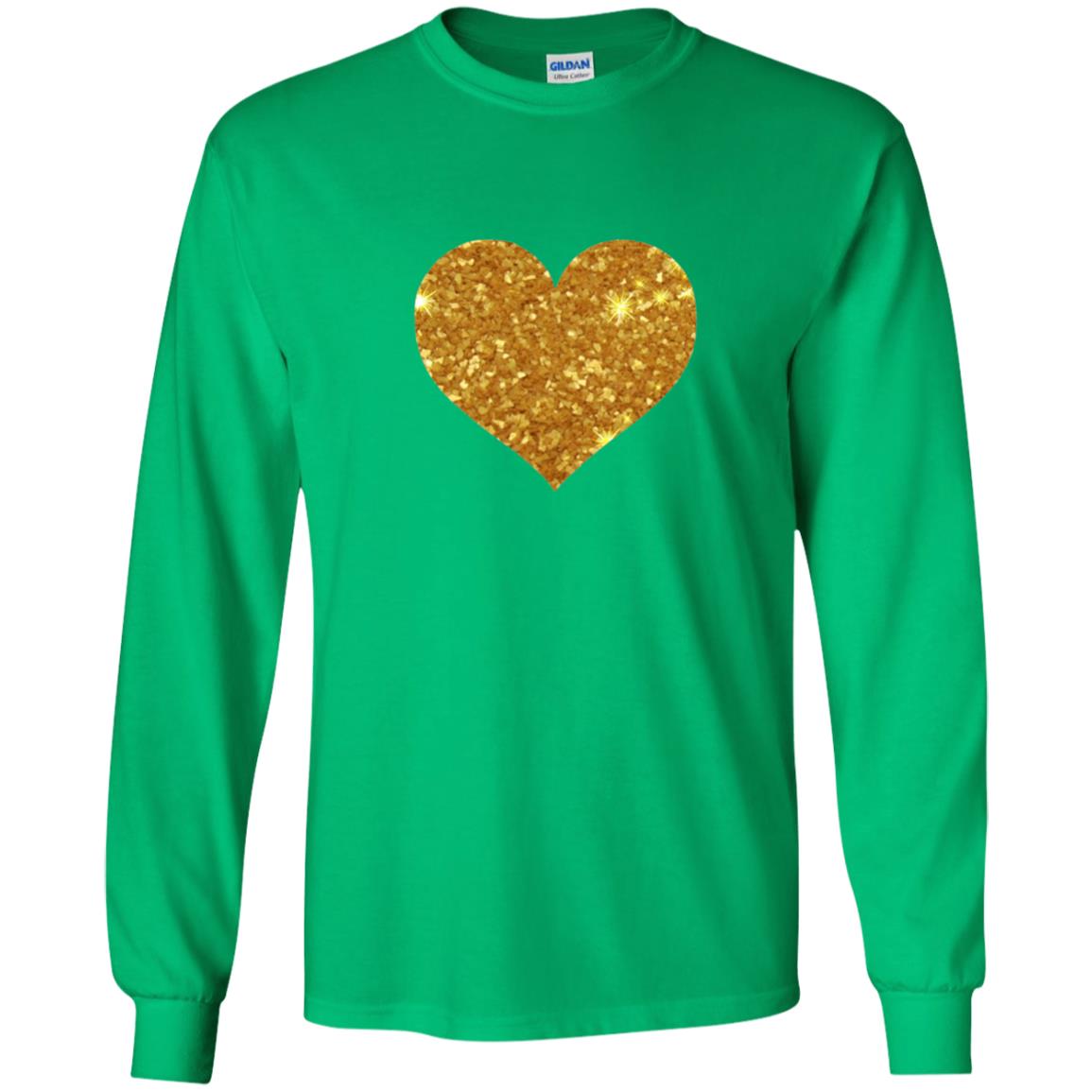 Valentine_s Day T-shirt Gold Heart Irish Green