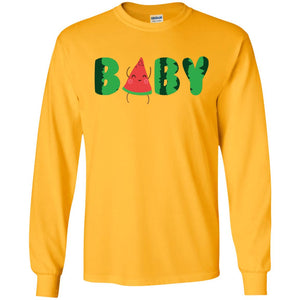 Baby Watermelon Funny Summer Melon Fruit Shirt For Baby KidsG240 Gildan LS Ultra Cotton T-Shirt