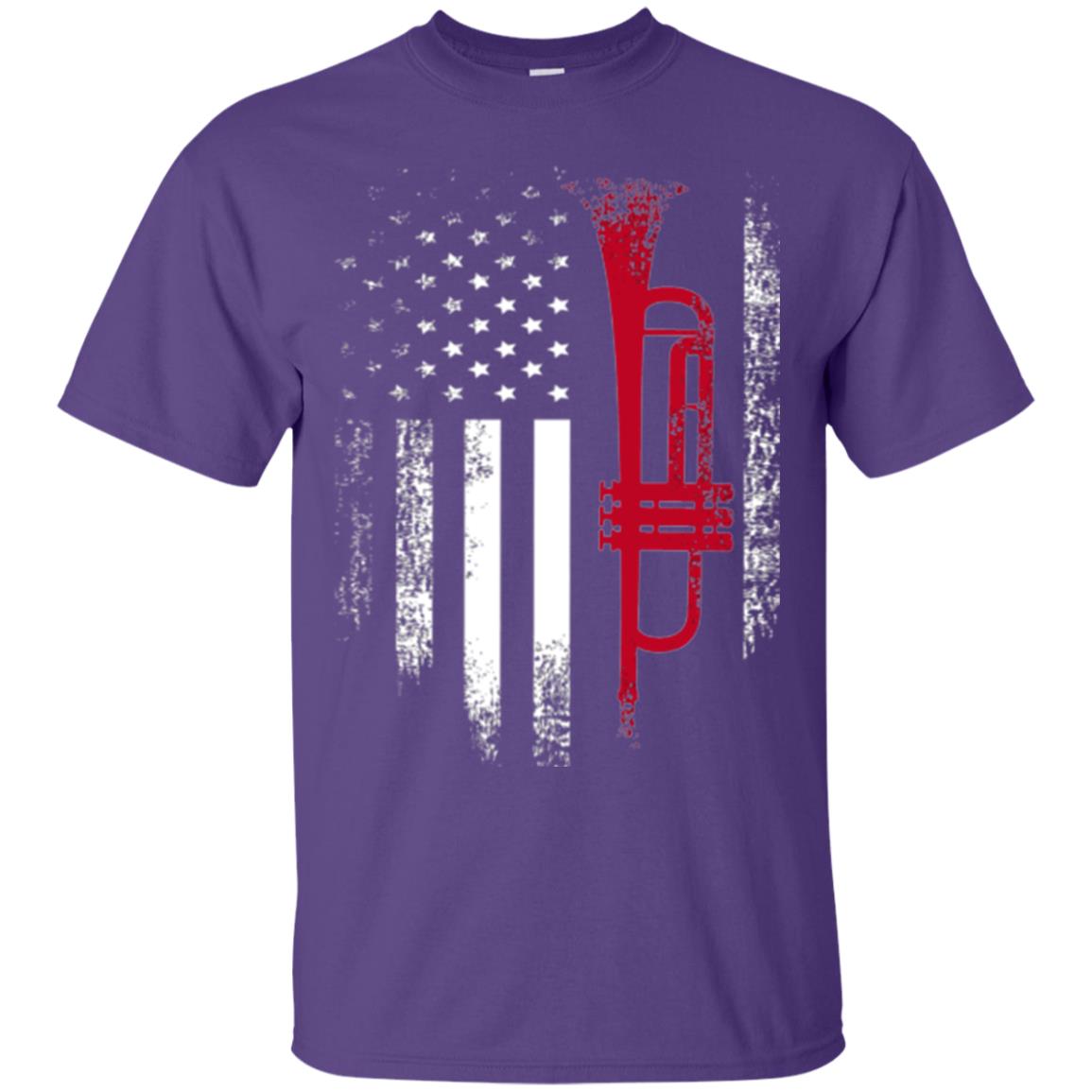 Trumpet Lovers T-shirt American Flag Purple