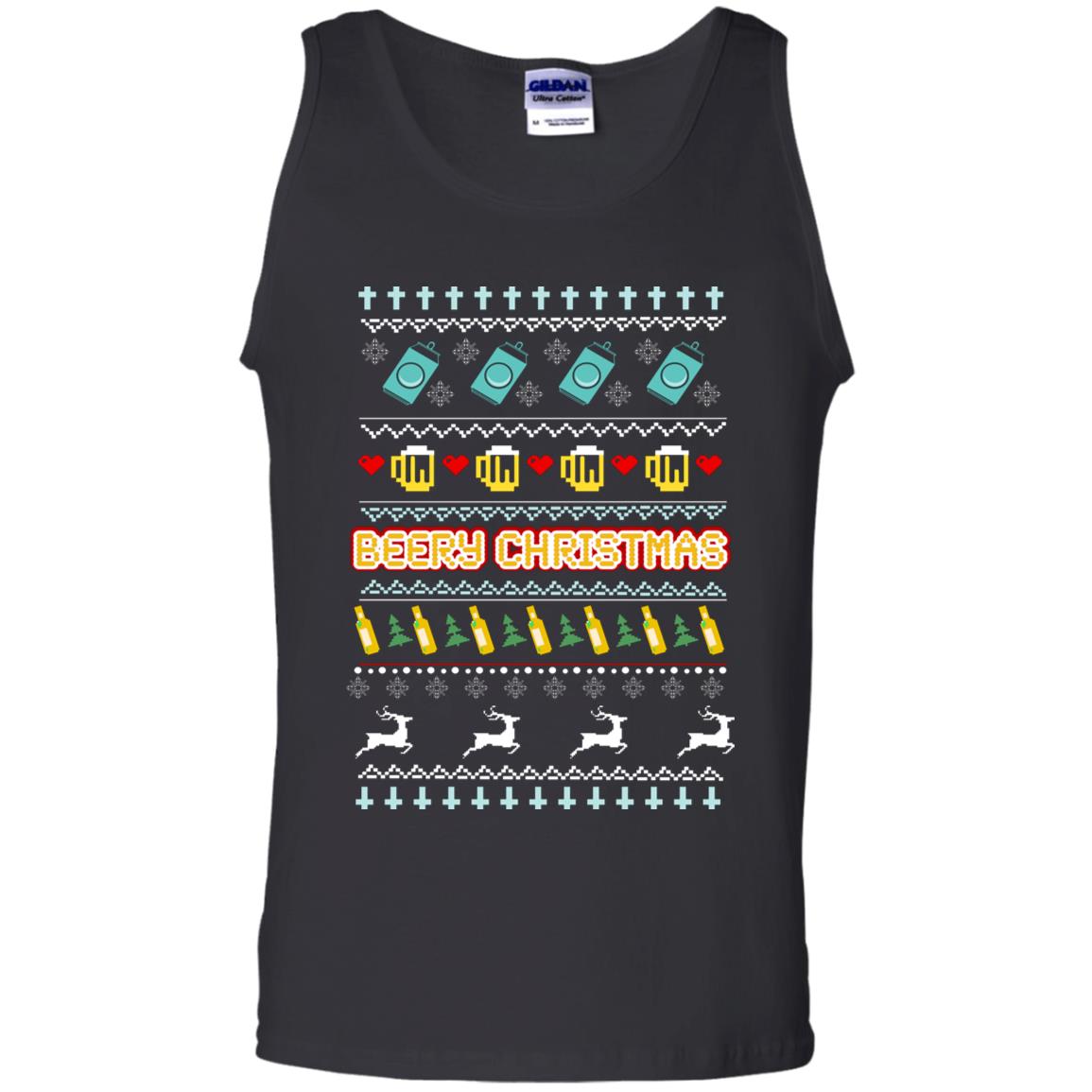 Beery Christmas Merry X-mas Beer Drinking Lovers Gift Shirt Black