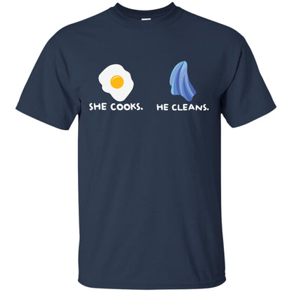 She Cooks He Cleans Shirt For Couple Navy