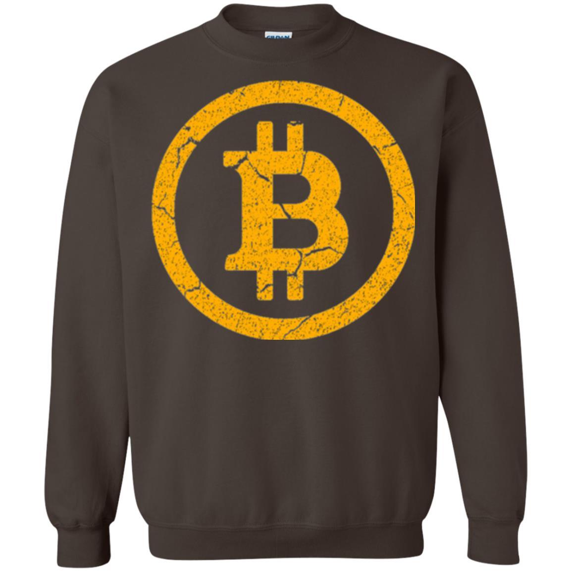 Bitcoin T-shirt Vintage Worn Distressed Look Design Dark Chocolate
