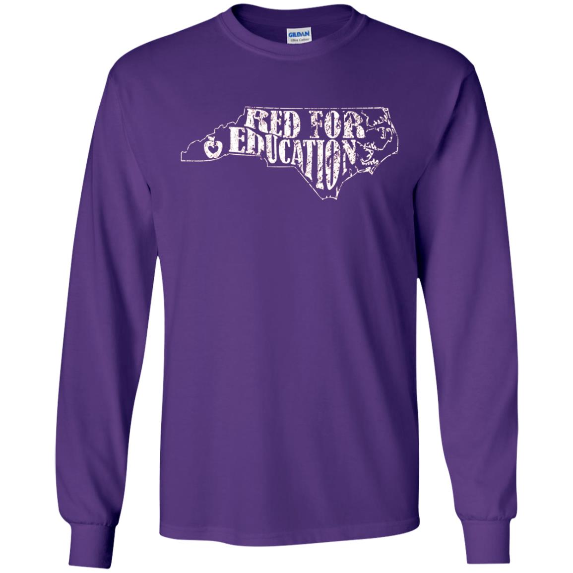 Distressed North Carolina Nc Red For Educator Shirt Purple