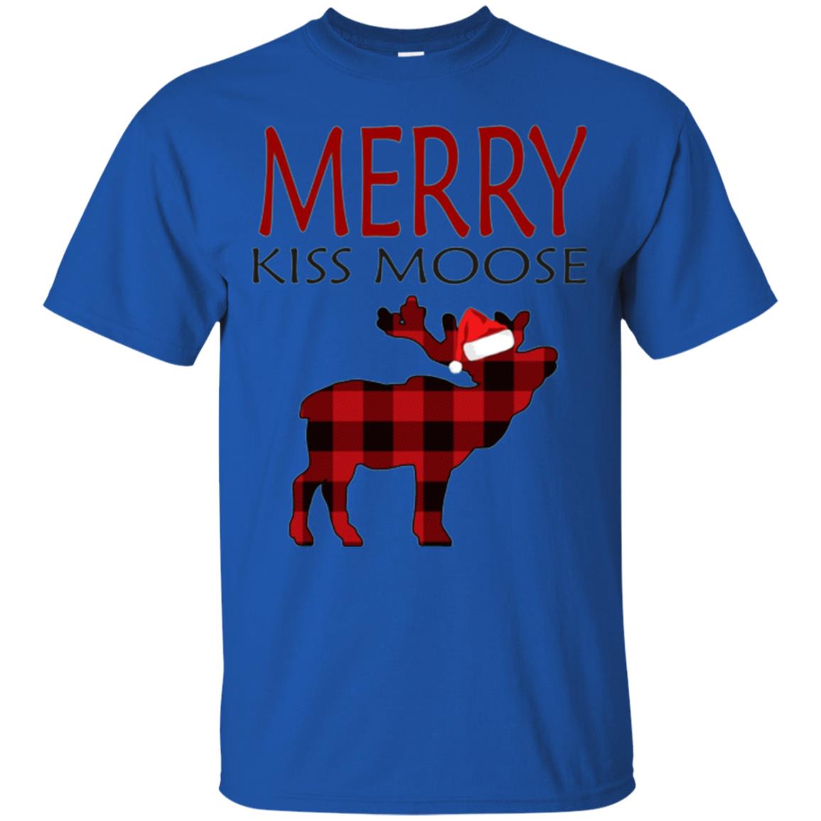 Christmas T-shirt Merry Kiss Moose Royal