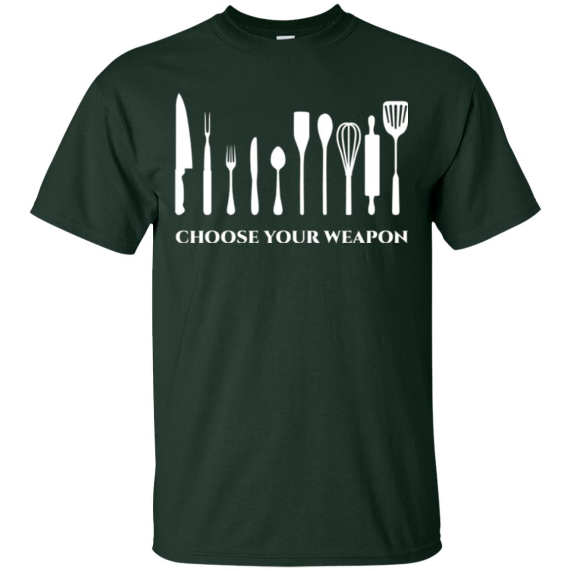 Chef Kitchen Cutlery T-shirt Choose Your Weapon Forest