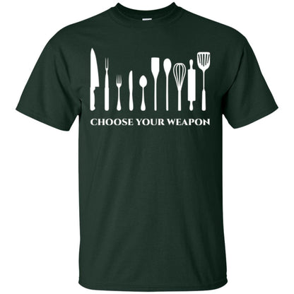Chef Kitchen Cutlery T-shirt Choose Your Weapon Forest