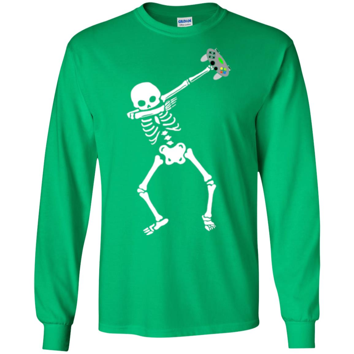 Gamer T-shirt Dabbing Skeleton Irish Green