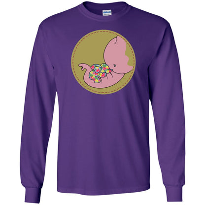 Elephant Mom And Baby Autism Awareness Shirt Purple