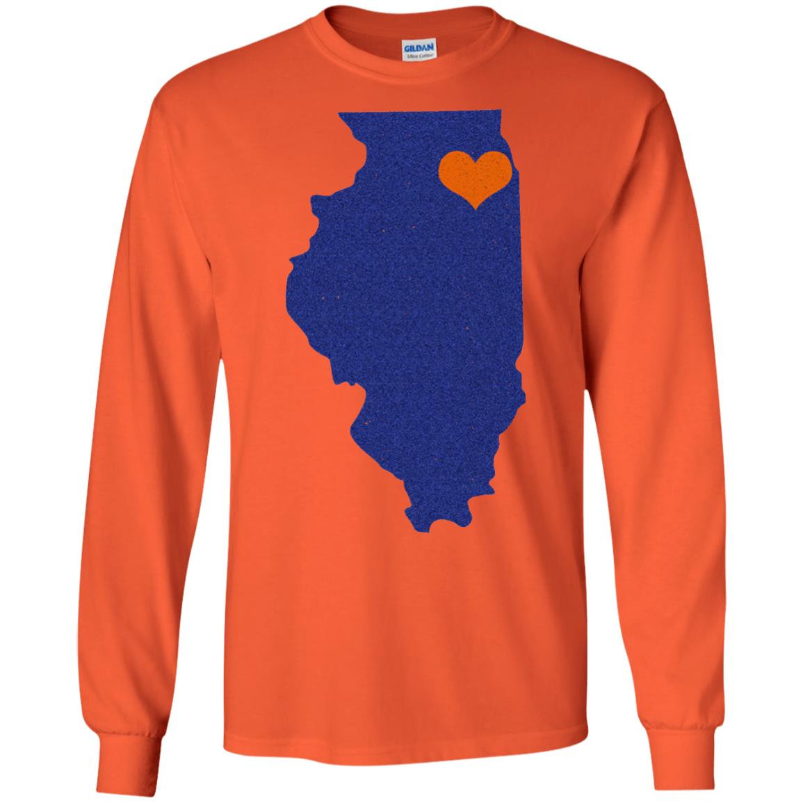 Football T-shirt Chicago Illinois Heart Orange