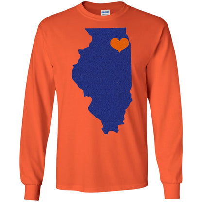 Football T-shirt Chicago Illinois Heart Orange