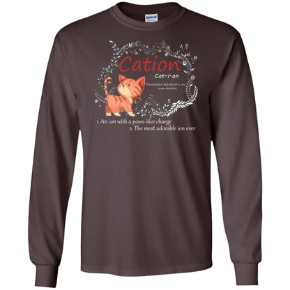 Cation An Ion With A Paws-itive Charge The Most Adorable Ion Ever Positive Thinking Day Shirt Dark Chocolate