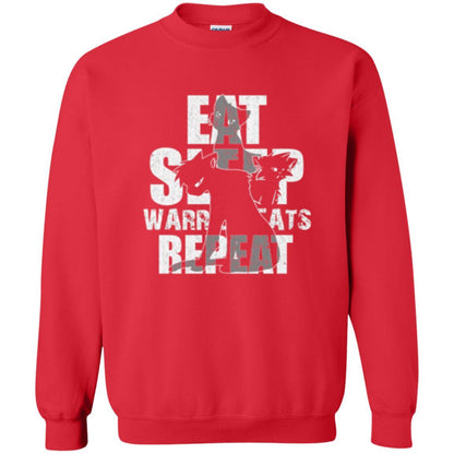 Cat Lover T-shirt Eat Sleep Warrior Cats Repeat Red