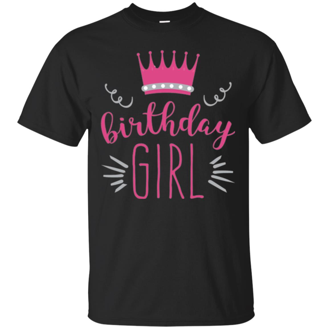 Tiara Crown T-shirt Girl_s Youth Birthday Princess T-shirt Black