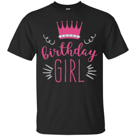 Tiara Crown T-shirt Girl_s Youth Birthday Princess T-shirt Black