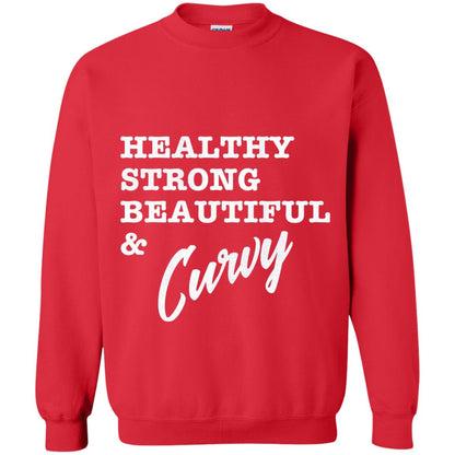 Bold Exercise T-shirt Healthy Strong Beautiful And Curvy Red