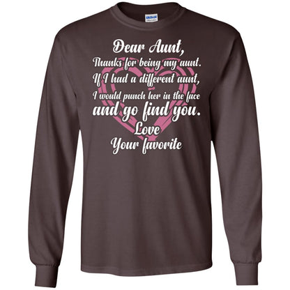 Dear Aunt Thank For Being My Aunt Family T-shirt Dark Chocolate