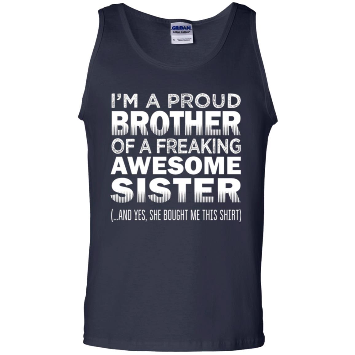 Brother T-shirt Proud Brother Of Freaking Awesome Sister Navy