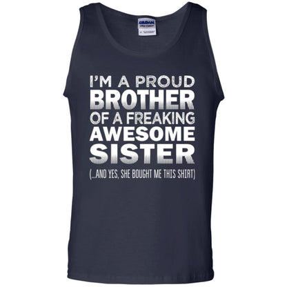 Brother T-shirt Proud Brother Of Freaking Awesome Sister Navy