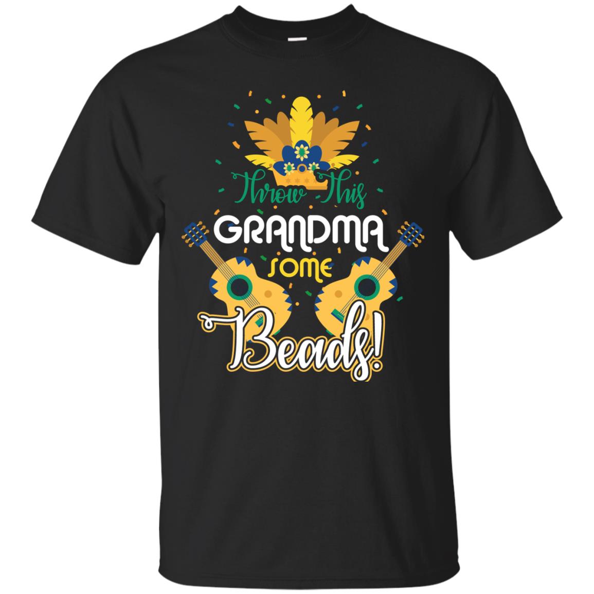 Mardi Gras T-shirt Throw This Grandma Some Beads Black