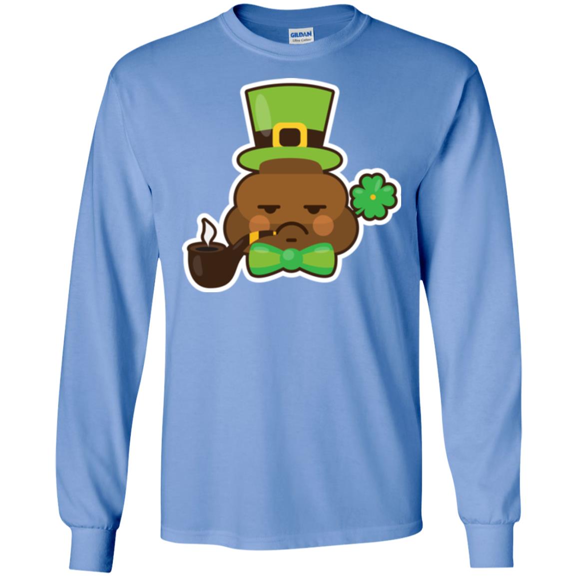 Saint Partick_s Day T-shirt Leprechaun Poop Emoji With Patrick Hat Carolina Blue