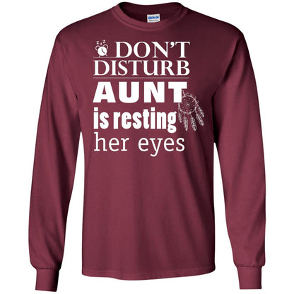 Don't Disturb Aunt Is Resting Her Eyes Funny Auntie Shirt Maroon