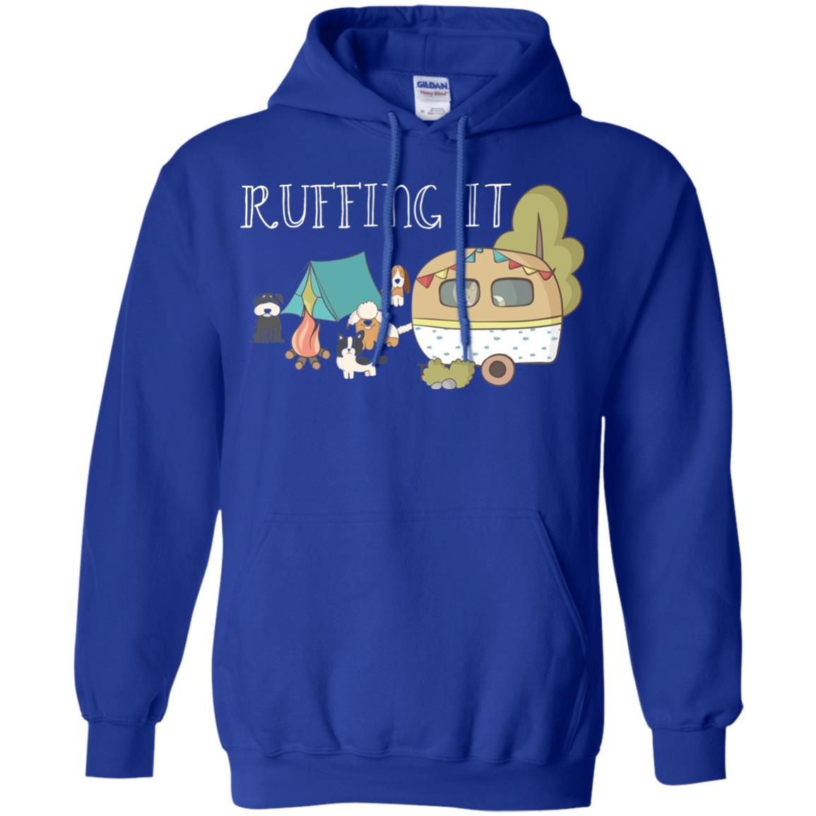 Ruffing It Camping With Dogs Camper T-shirt Royal