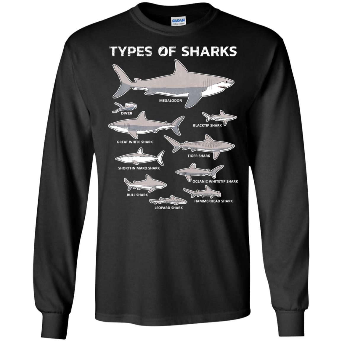 9 Types Of Sharks Educational Academic Ocean T-shirt Black