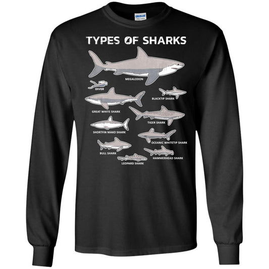 9 Types Of Sharks Educational Academic Ocean T-shirt Black