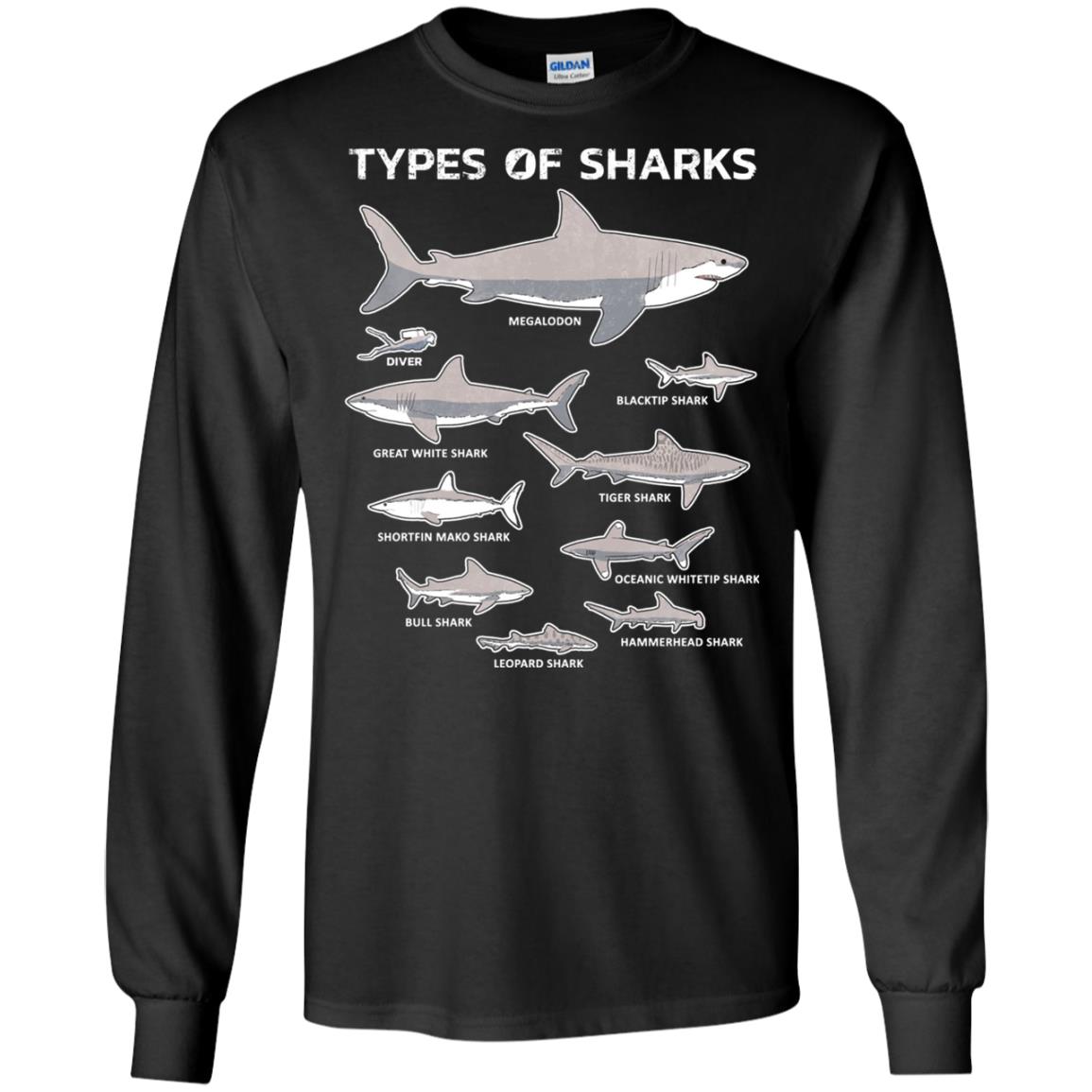 9 Types Of Sharks Educational Academic Ocean T-shirt