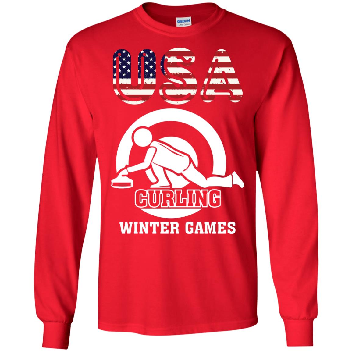 Usa Curling Winter Games Curling Lover T-shirt Red