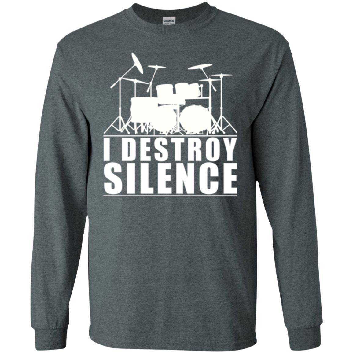 Drummer T-shirt I Destroy Silence Dark Heather