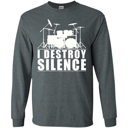 Drummer T-shirt I Destroy Silence Dark Heather