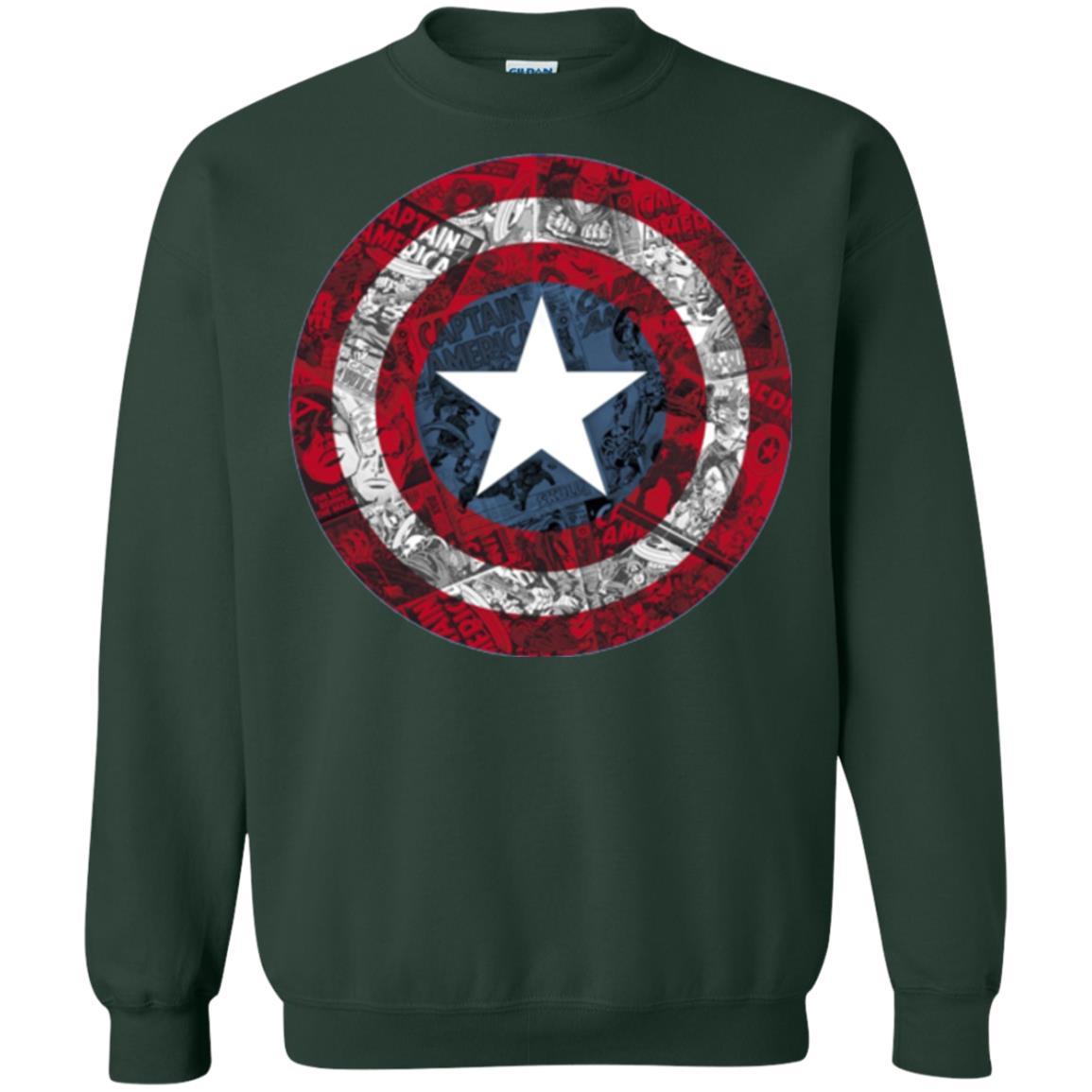 Film T-shirt Captain America Avengers Shield Comic Graphic Forest Green