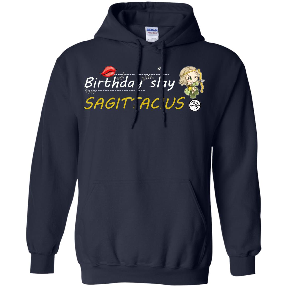 Cute Sagittarius Girl Birthday Lip Slay T-shirt Navy