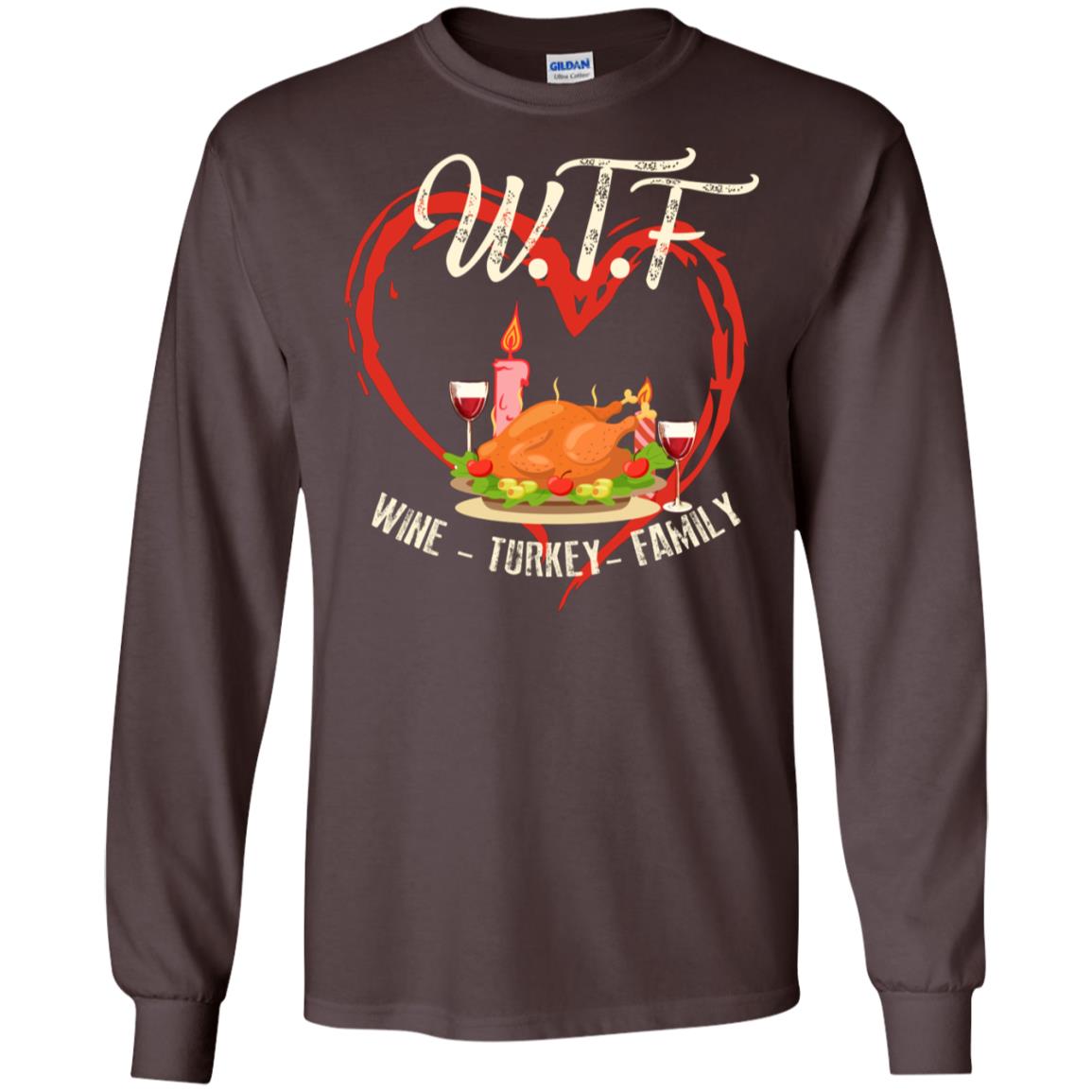 Turkey Wine Family Thanksgiving Drinking Gift Shirt For Family Dark Chocolate