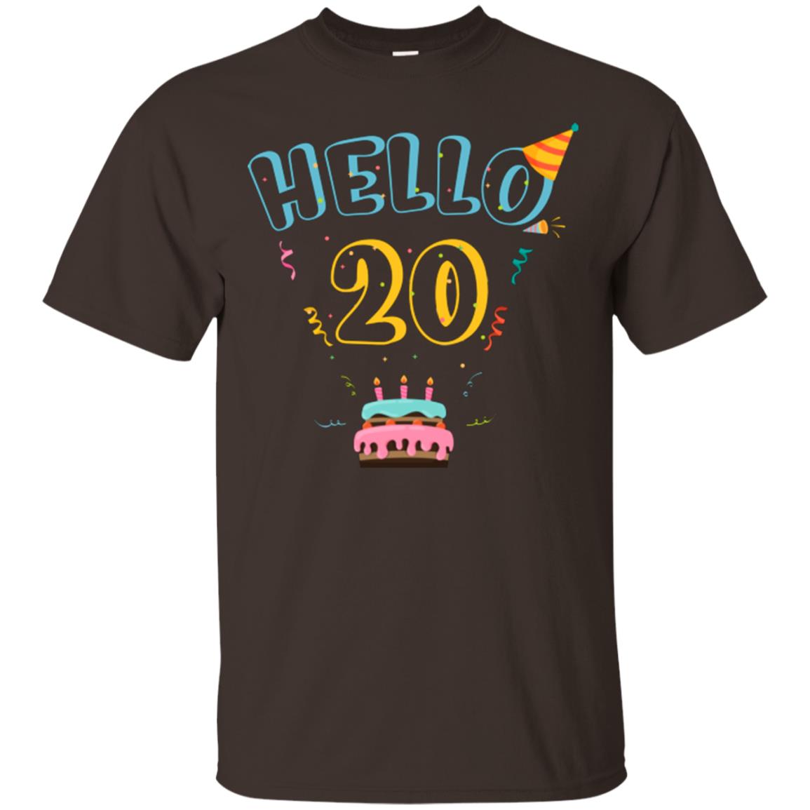 Hello 20 Twenty Years Old 20th 1998s Birthday Gift Shirt Dark Chocolate
