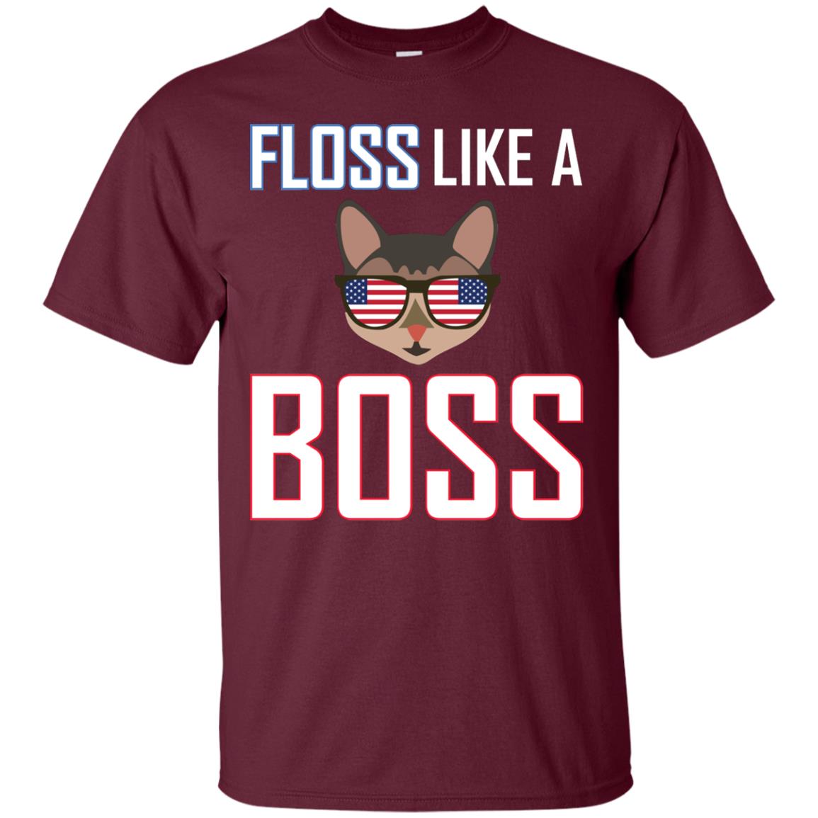 Floss Like A Boss Cat Shirt Maroon