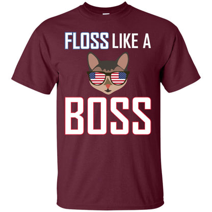 Floss Like A Boss Cat Shirt Maroon
