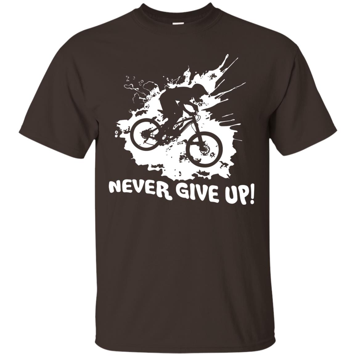 Biker T-shirt Never Give Up Dark Chocolate