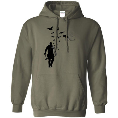 Vikings Axe Ragnar Lothbrok Flock Of Ravens Valhalla Symbol T-shirt Military Green